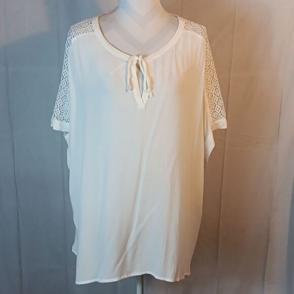 Ellos White Lace Trim Blouse - Picture 8 of 8
